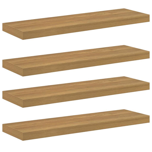 Nástěnná Polička 4 Pcs Hnědá 80 X 23,5 X 4 Cm Kompozitní Dřevo