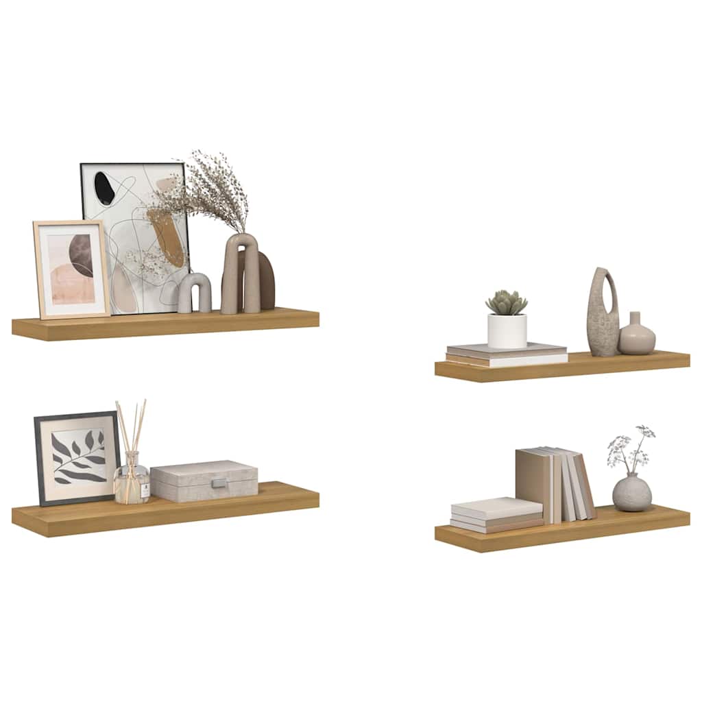 Nástěnná Polička 4 Pcs Hnědá 80 X 23,5 X 4 Cm Kompozitní Dřevo