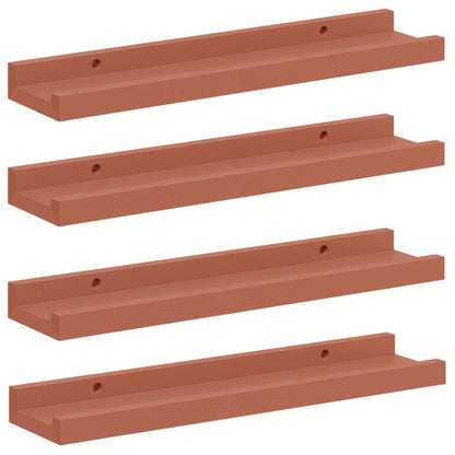 Nástěnná Polička Nástěnná Montáž 4 Ks Červená 40 X 9 X 3 Cm
