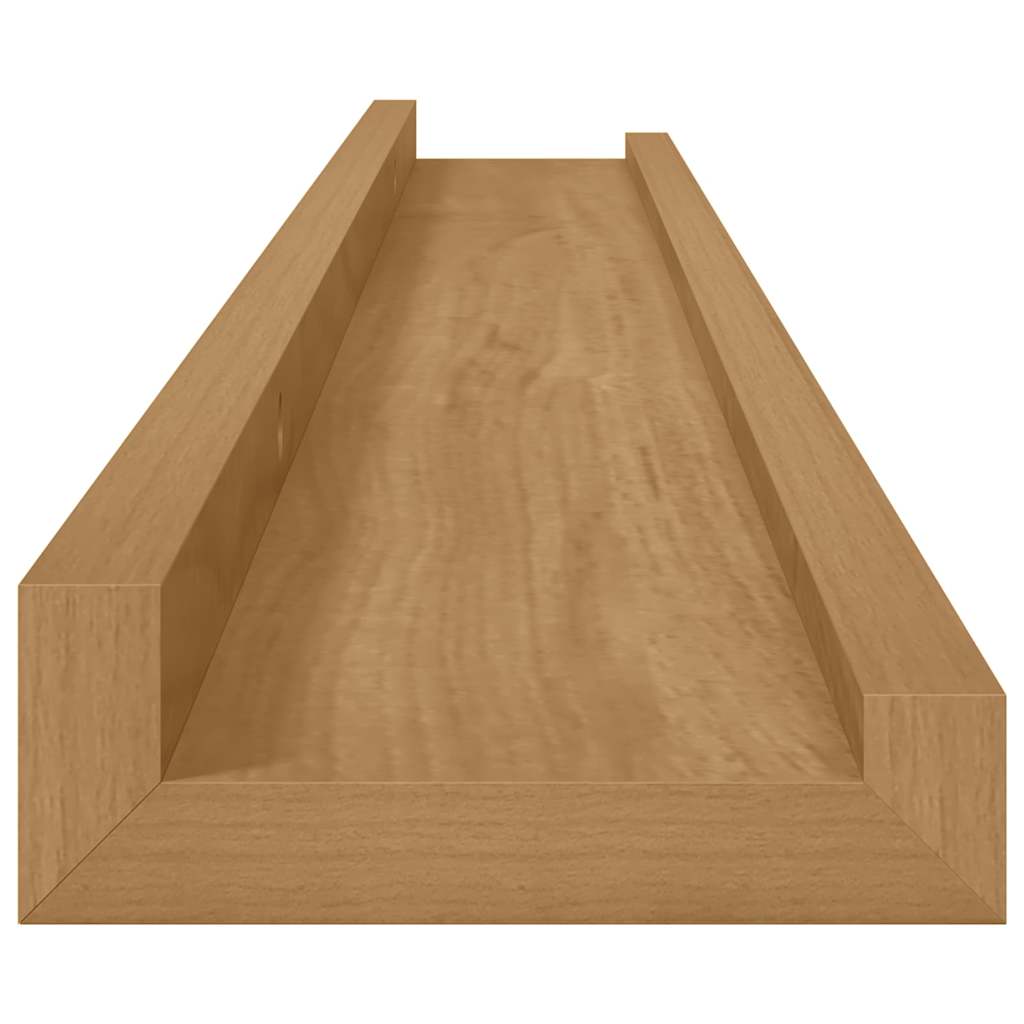 Nástěnná Polička Nástěnná Montáž 2 Ks Hnědá 80 X 9 X 3 Cm