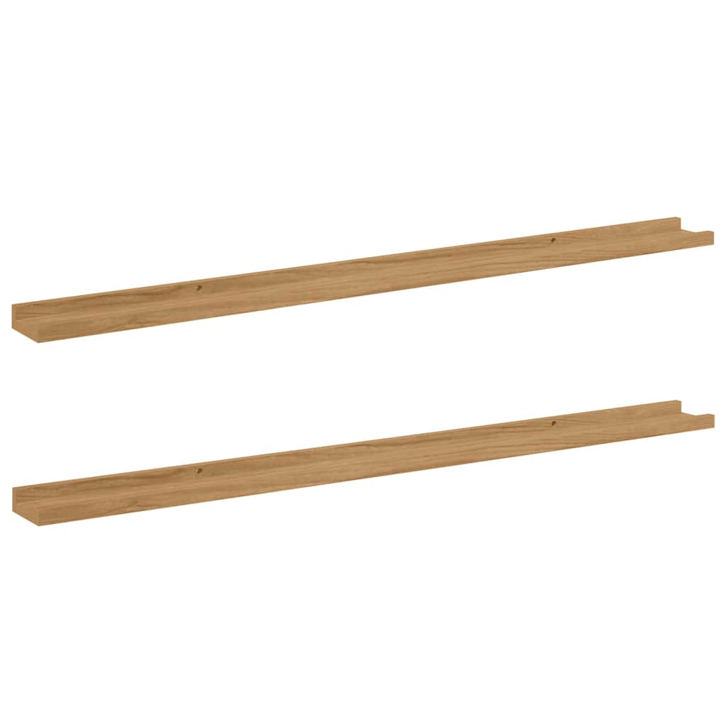Nástěnná Polička 2 Pcs Hnědá 115 X 9 X 3 Cm Kompozitní Dřevo