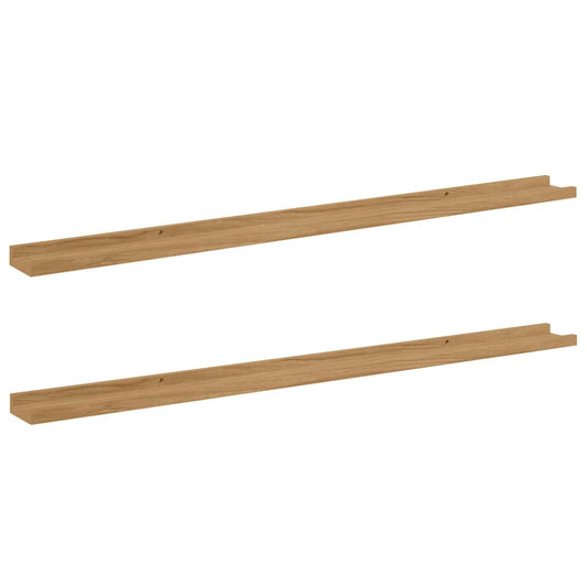 Nástěnná Polička 2 Pcs Hnědá 115 X 9 X 3 Cm Kompozitní Dřevo