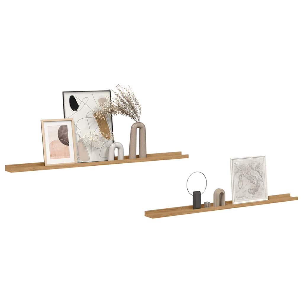 Nástěnná Polička 2 Pcs Hnědá 115 X 9 X 3 Cm Kompozitní Dřevo