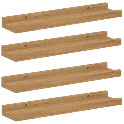 Nástěnná Polička 4 Pcs Hnědá 40 X 9 X 3 Cm Kompozitní Dřevo