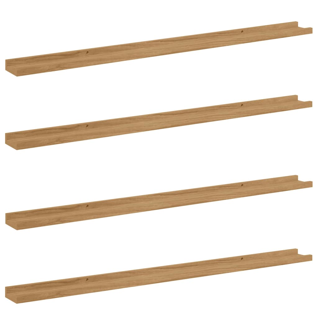 Nástěnná Polička 4 Pcs Hnědá 115 X 9 X 3 Cm Kompozitní Dřevo