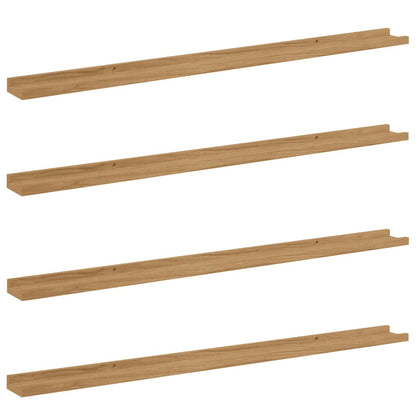 Nástěnná Polička 4 Pcs Hnědá 115 X 9 X 3 Cm Kompozitní Dřevo
