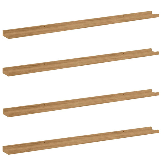 Nástěnná Polička 4 Pcs Hnědá 115 X 9 X 3 Cm Kompozitní Dřevo