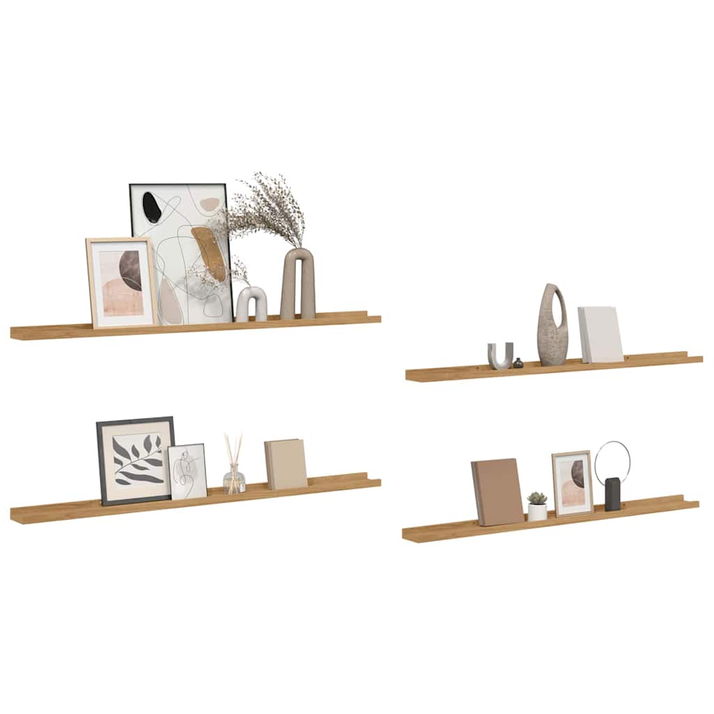 Nástěnná Polička 4 Pcs Hnědá 115 X 9 X 3 Cm Kompozitní Dřevo