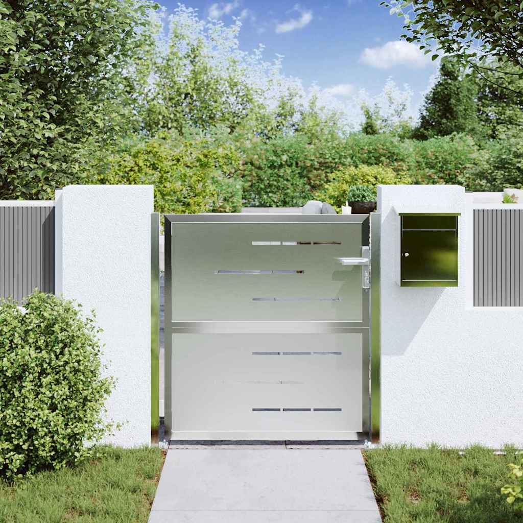 Zahradní Brána Se Zámkem Stříbrná 85 X 97 Cm Nerezová Ocel