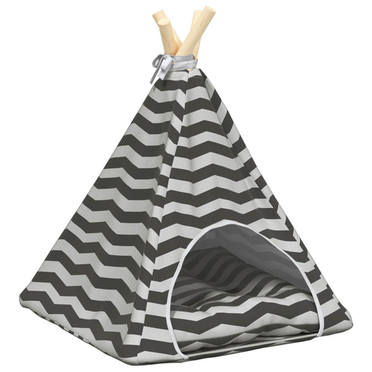 Pet Teepee S Polštářem Bílá A Šedá 40 X 40 X 50 Cm Polyester