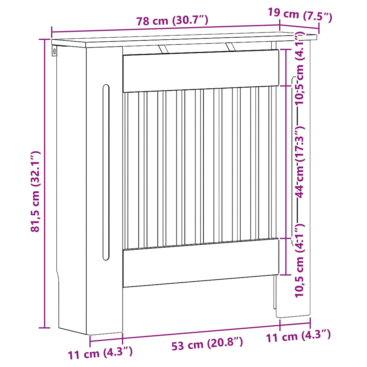 Kryt Radiátoru Bílá S Vysokým Leskem 78 X 19 X 81,5 Cm