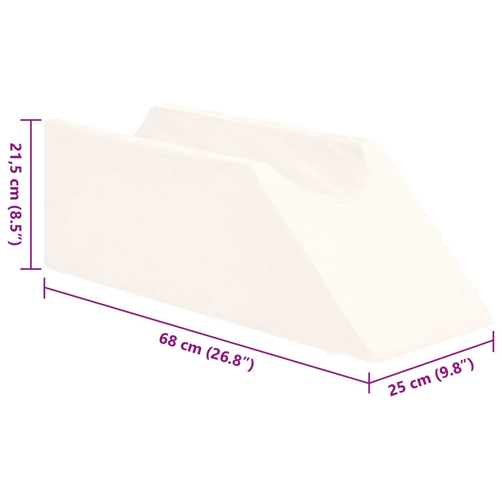 Polštář Na Nohy Jednobarevný Bílá 68 X 25 X 21,5 Cm Pu Pěna
