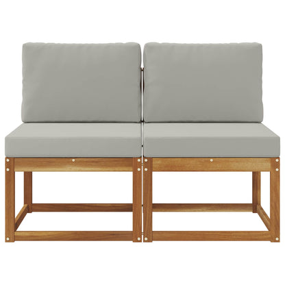2 Kus Venkovní Střední Pohovka Masivní Akátové Dřevo Přírodní