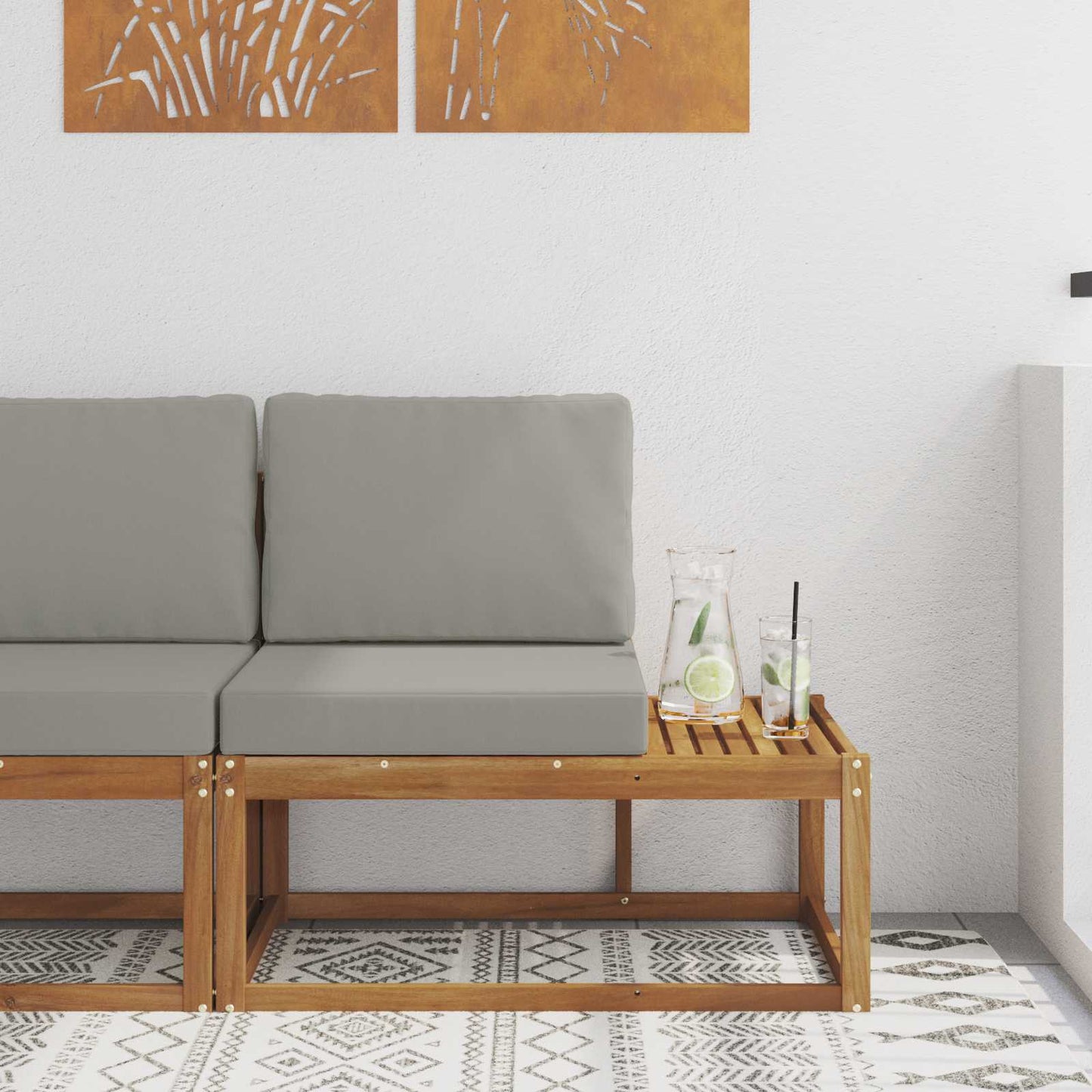 Venkovní Koncová Pohovka S Polštářem Přírodní 91 X 63 X 73 Cm
