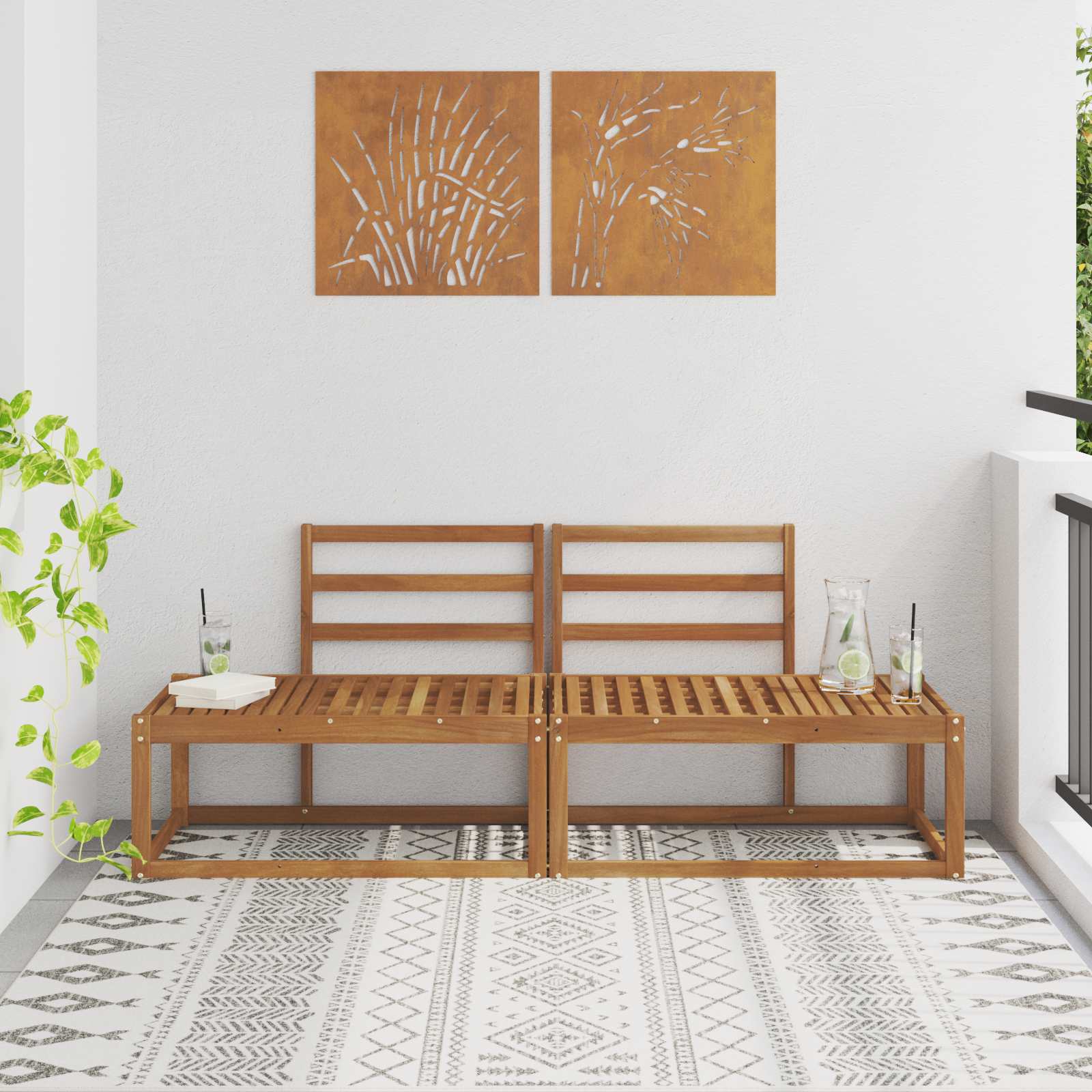 Venkovní Koncová Pohovka 2 Kus Přírodní 182,5 X 63 X 73 Cm