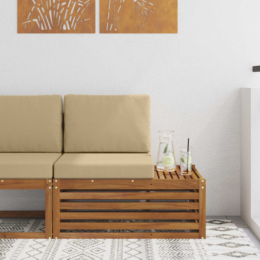 Venkovní Koncový Pohovka S Polštářem Přírodní 91 X 63 X 73 Cm