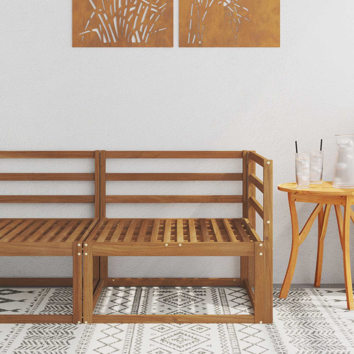 Zahradní Rohová Sedačka Přírodní 83 X 83 X 73 Cm
