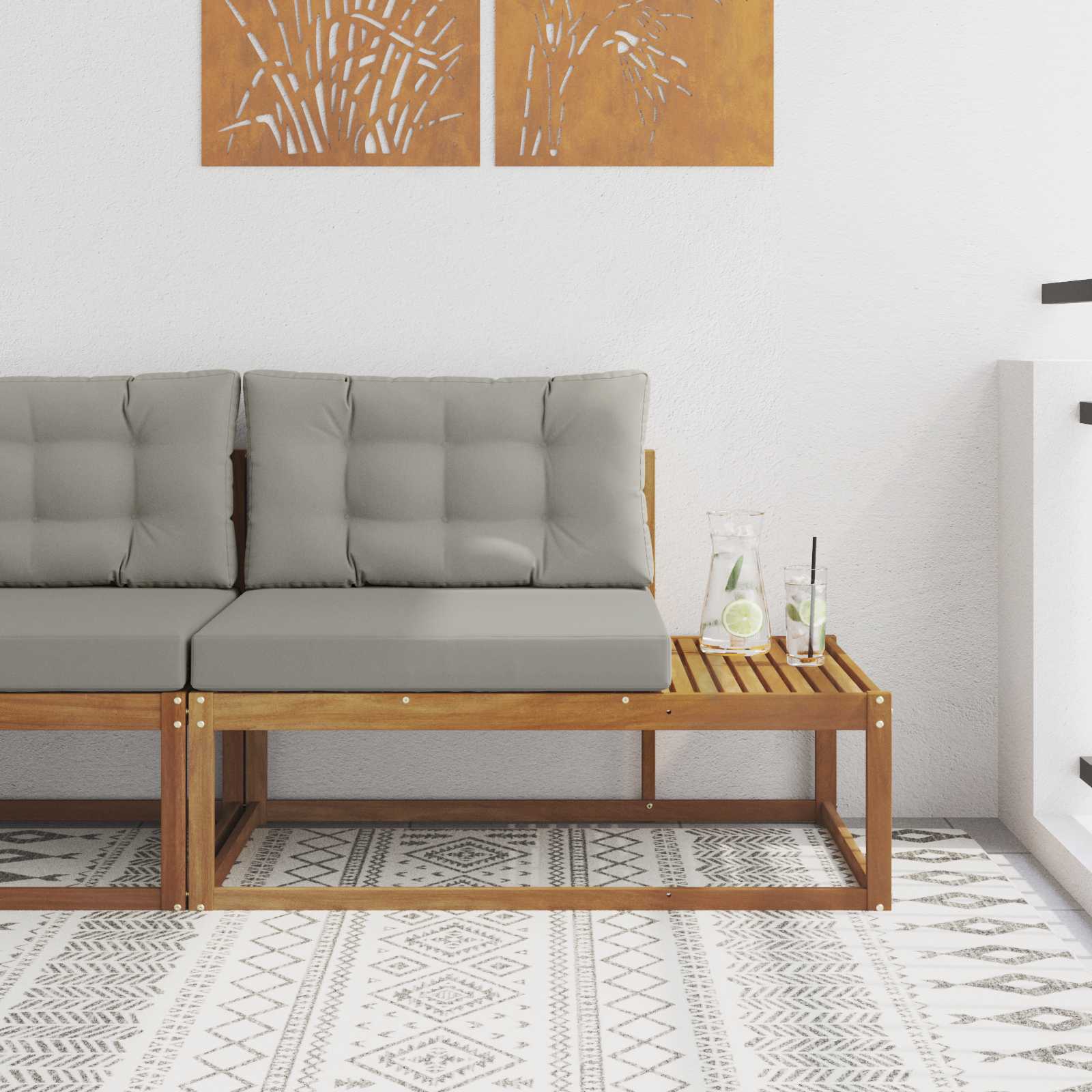 Venkovní Koncový Pohovka S Polštářem Přírodní 115 X 83 X 73 Cm