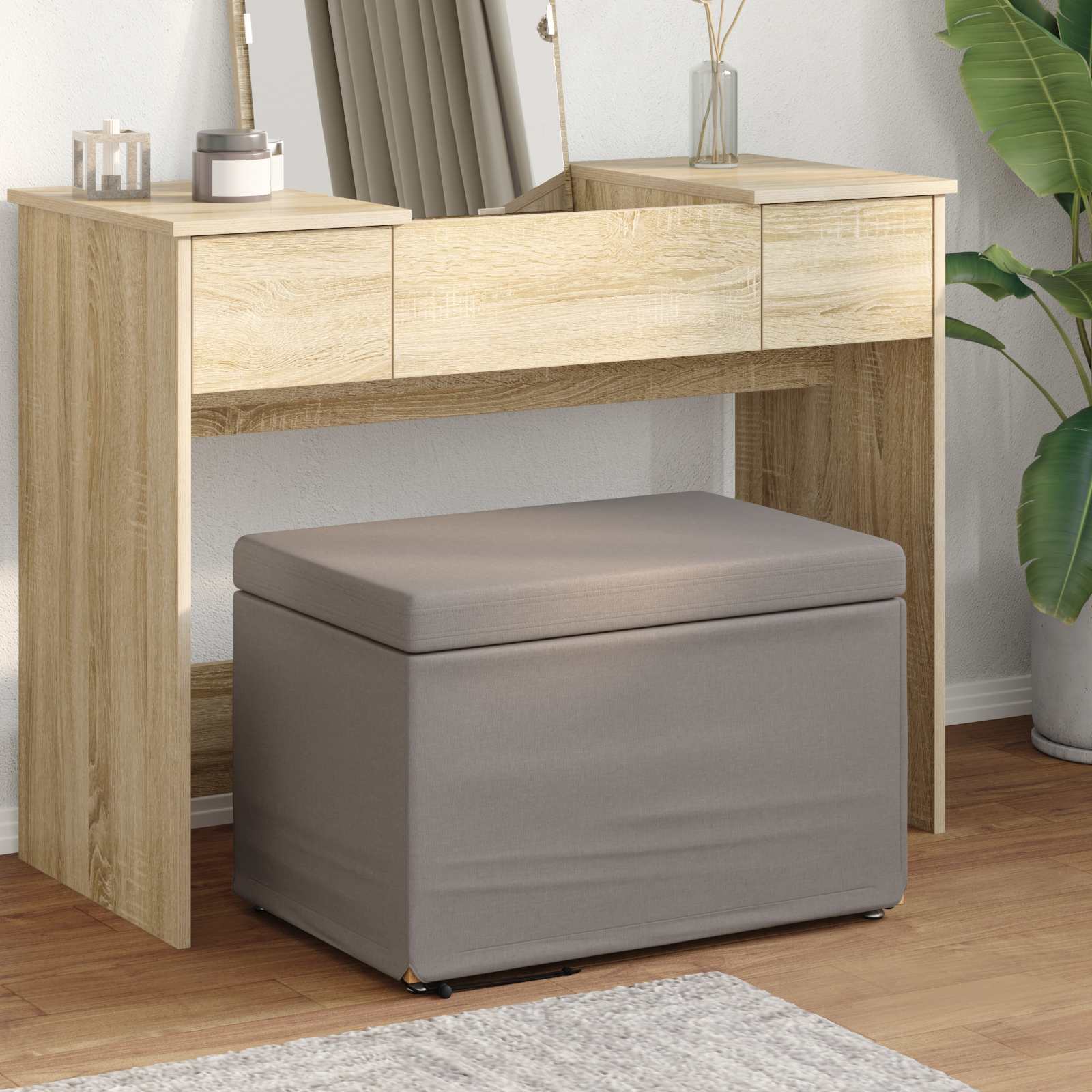 Stolička Taupe 61 X 41 X 40 Cm Látka A Syntetické Dřevo