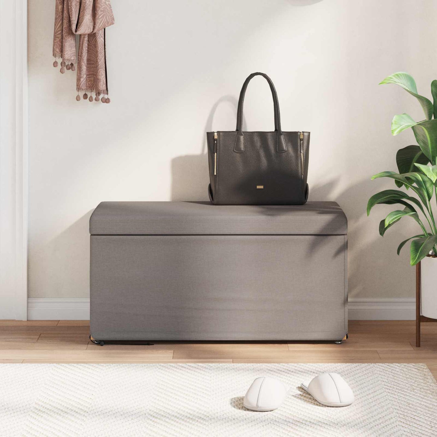 Stolička Taupe 81 X 41 X 40 Cm Látka A Syntetické Dřevo