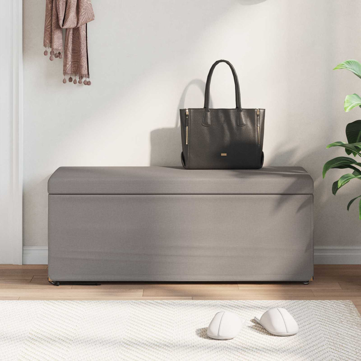 Stolička Taupe 101 X 41 X 40 Cm Látka A Syntetické Dřevo