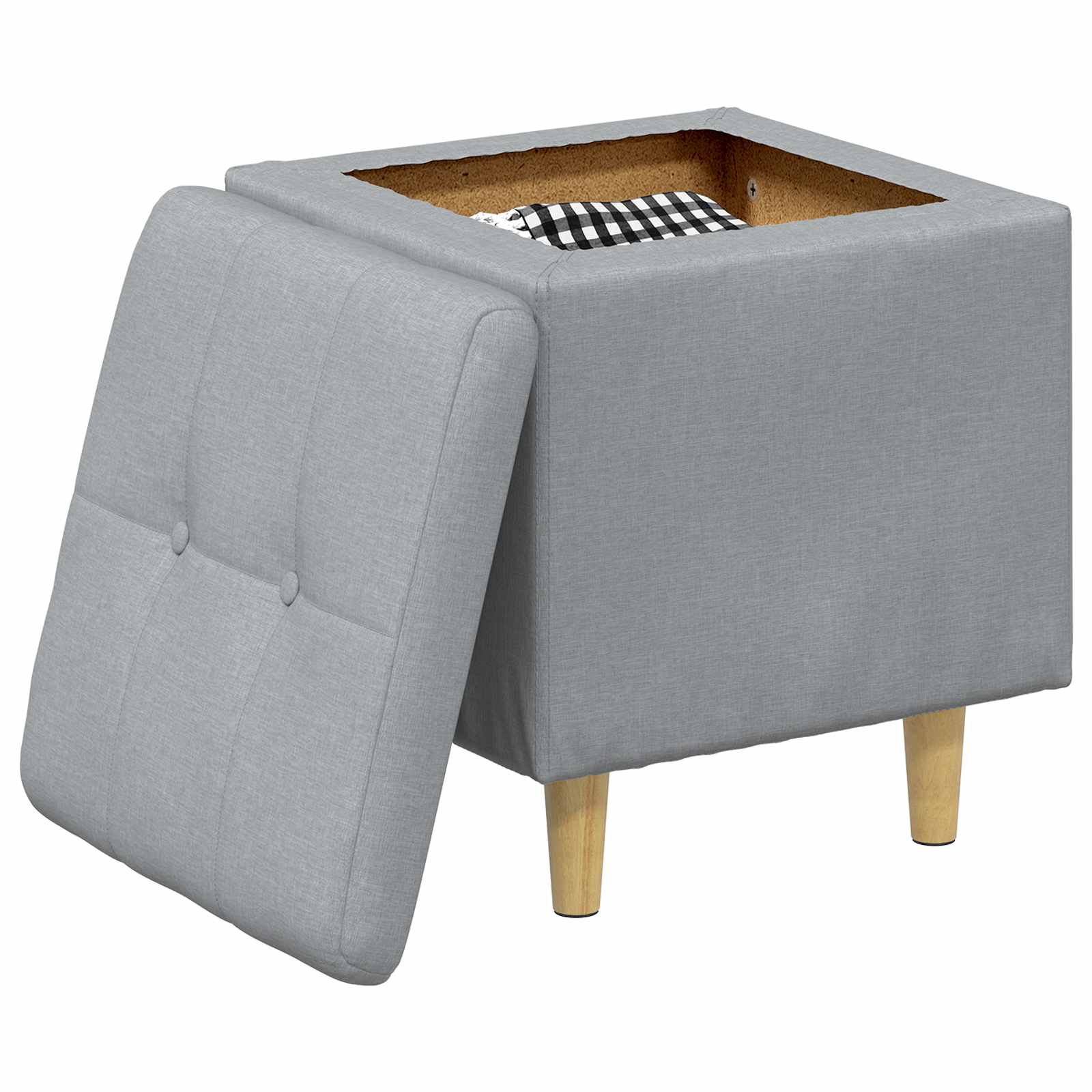 Ottoman S Úložným Prostorem Světle Šedá 40 X 40 X 45 Cm Textil