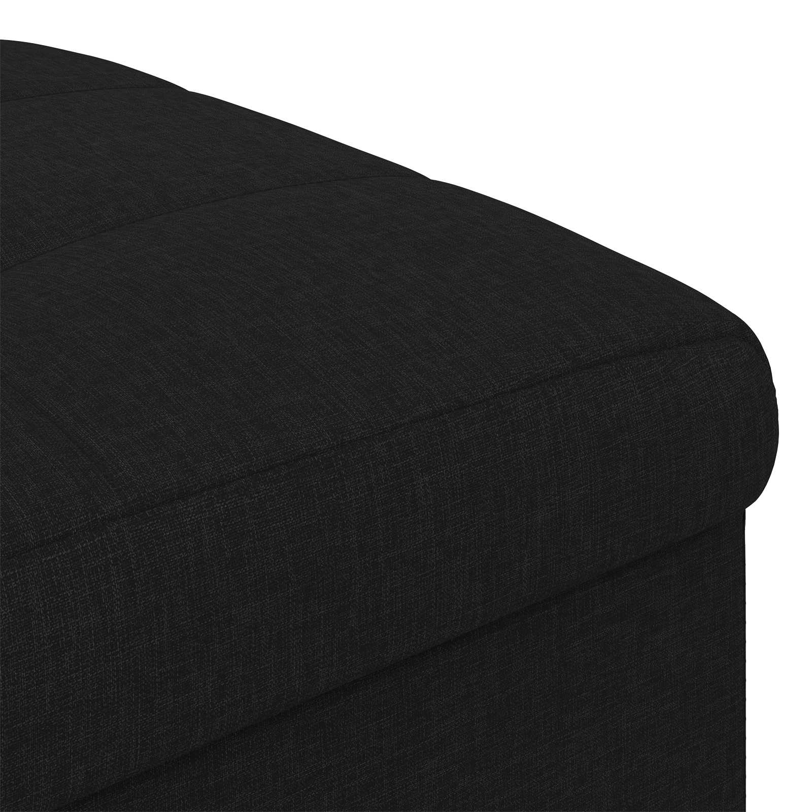 Úložný Taburet S Polštářem Černý 40 X 40 X 45 Cm Textil
