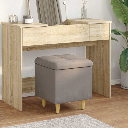 Úložný Taburet S Polštářem Taupe 40 X 40 X 45 Cm Textil