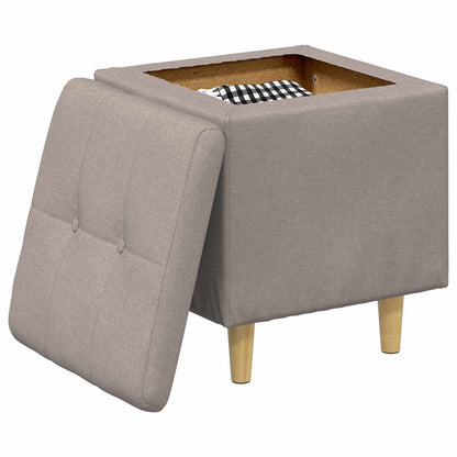 Úložný Taburet S Polštářem Taupe 40 X 40 X 45 Cm Textil