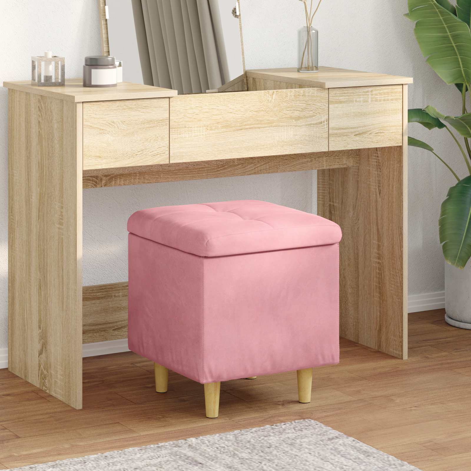 Ottoman S Úložným Prostorem 40 X 40 X 45 Cm Samet