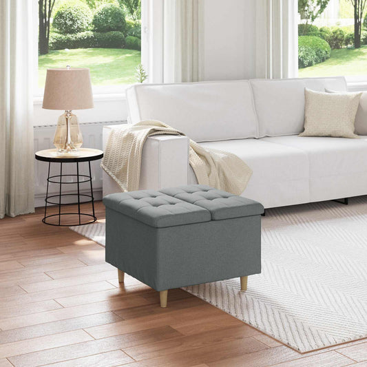 Úložný Taburet S Polštářem Tmavě Šedá 60 X 60 X 45 Cm Textil
