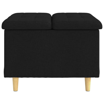 Úložný Taburet S Polštářem Černý 60 X 60 X 45 Cm Textil