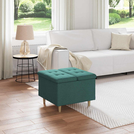 Úložný Taburet S Polštářem Tmavě Zelená 60 X 60 X 45 Cm Textil