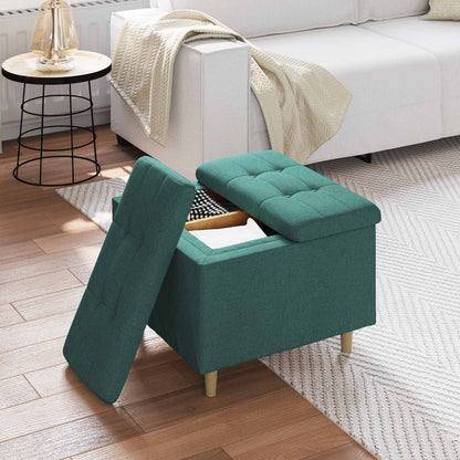 Úložný Taburet S Polštářem Tmavě Zelená 60 X 60 X 45 Cm Textil