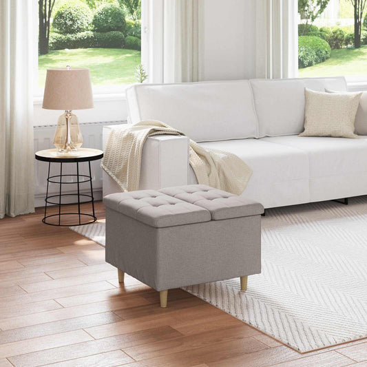 Úložný Taburet S Polštářem Taupe 60 X 60 X 45 Cm Textil