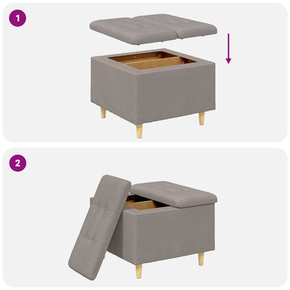 Úložný Taburet S Polštářem Taupe 60 X 60 X 45 Cm Textil