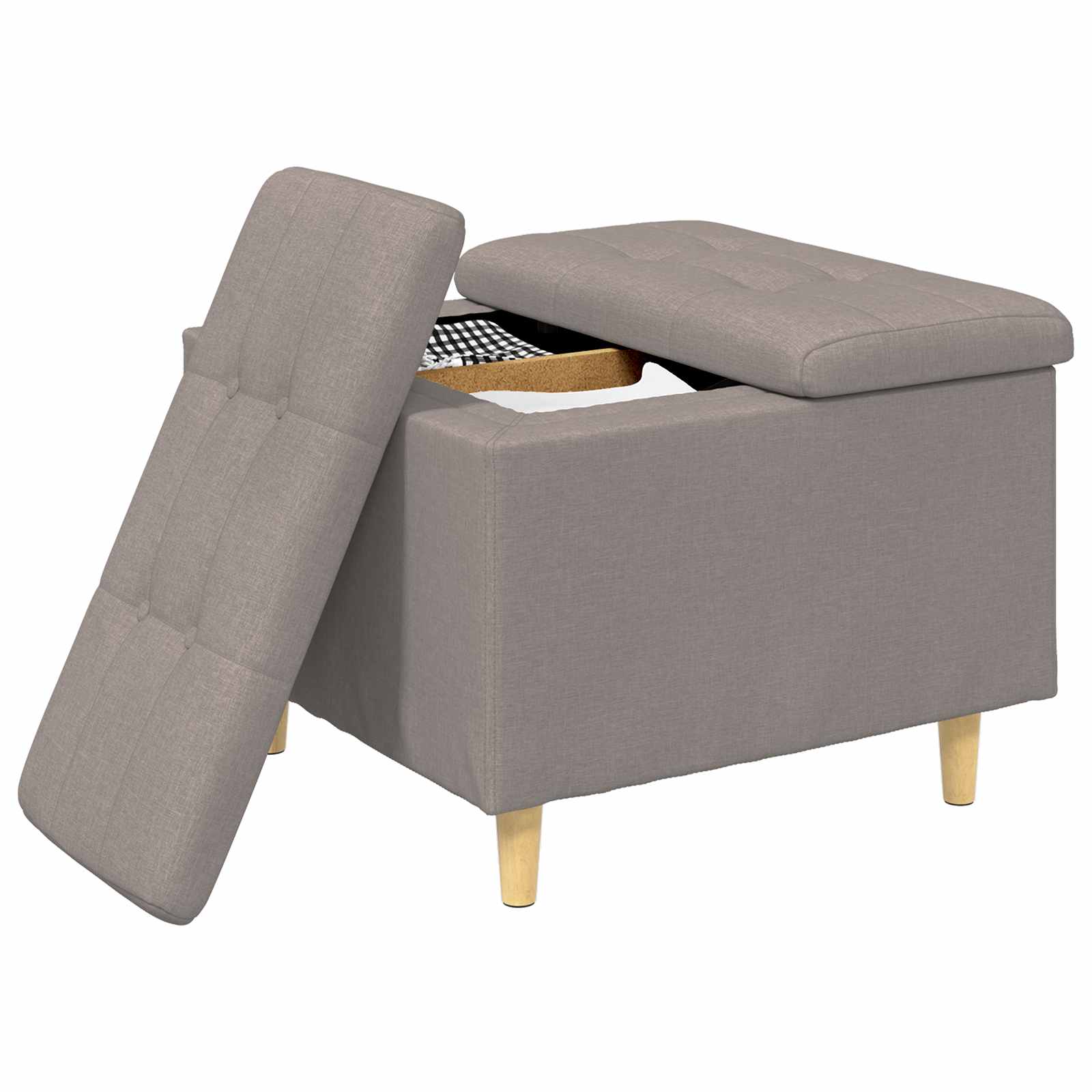 Úložný Taburet S Polštářem Taupe 60 X 60 X 45 Cm Textil