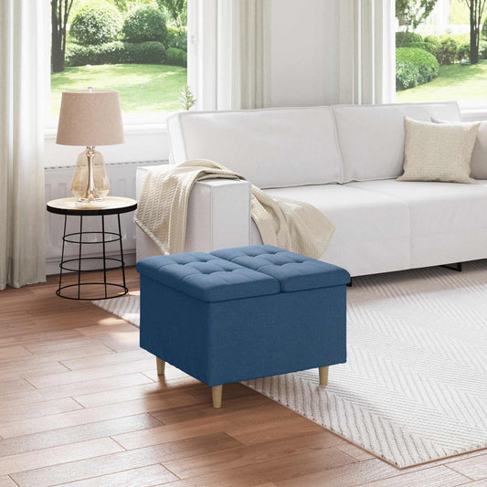Úložný Taburet S Polštářem Modrá 60 X 60 X 45 Cm Textil
