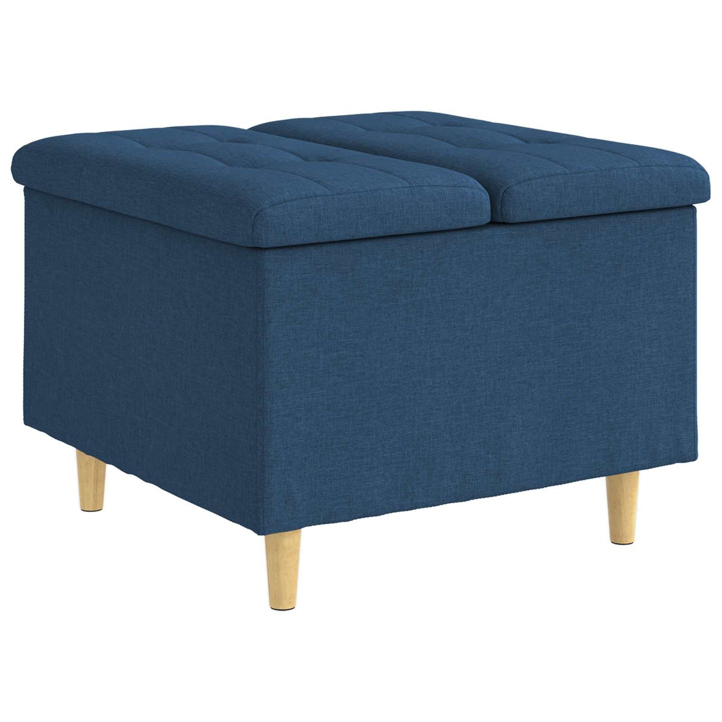 Úložný Taburet S Polštářem Modrá 60 X 60 X 45 Cm Textil