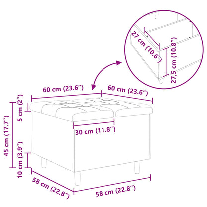 Úložný Taburet S Polštářem Bílý 60 X 60 X 45 Cm Umělá Kůže