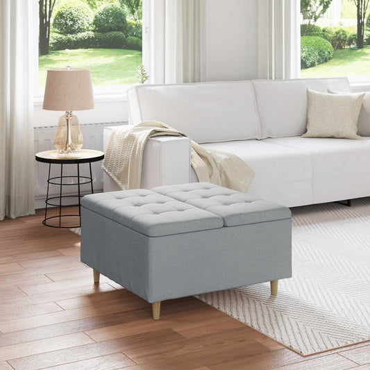 Úložný Taburet S Polštářem Světle Šedá 80 X 80 X 45 Cm Textil