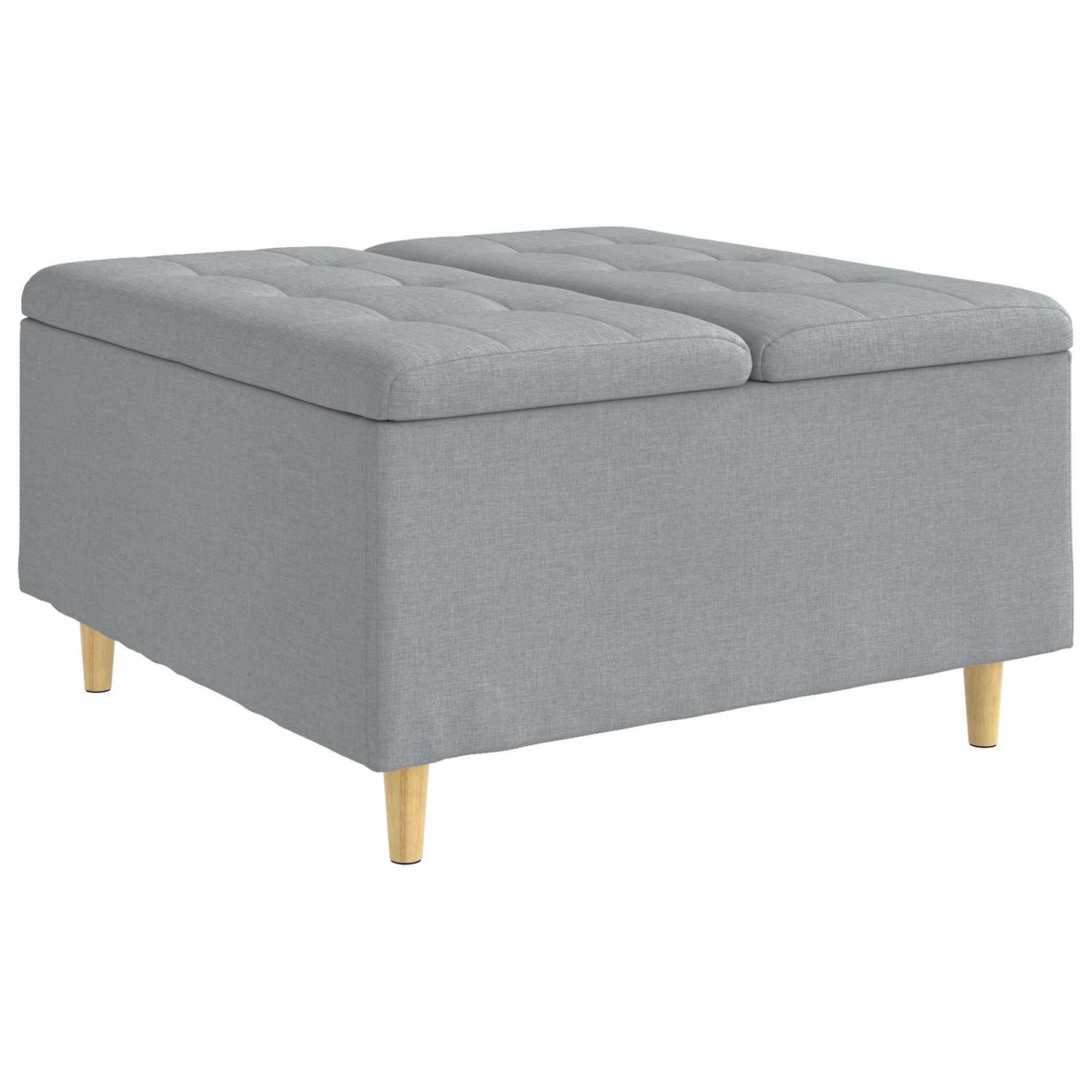 Úložný Taburet S Polštářem Světle Šedá 80 X 80 X 45 Cm Textil
