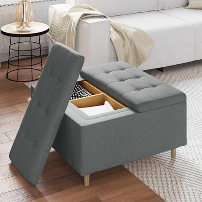 Úložný Taburet S Polštářem Tmavě Šedá 80 X 80 X 45 Cm Textil