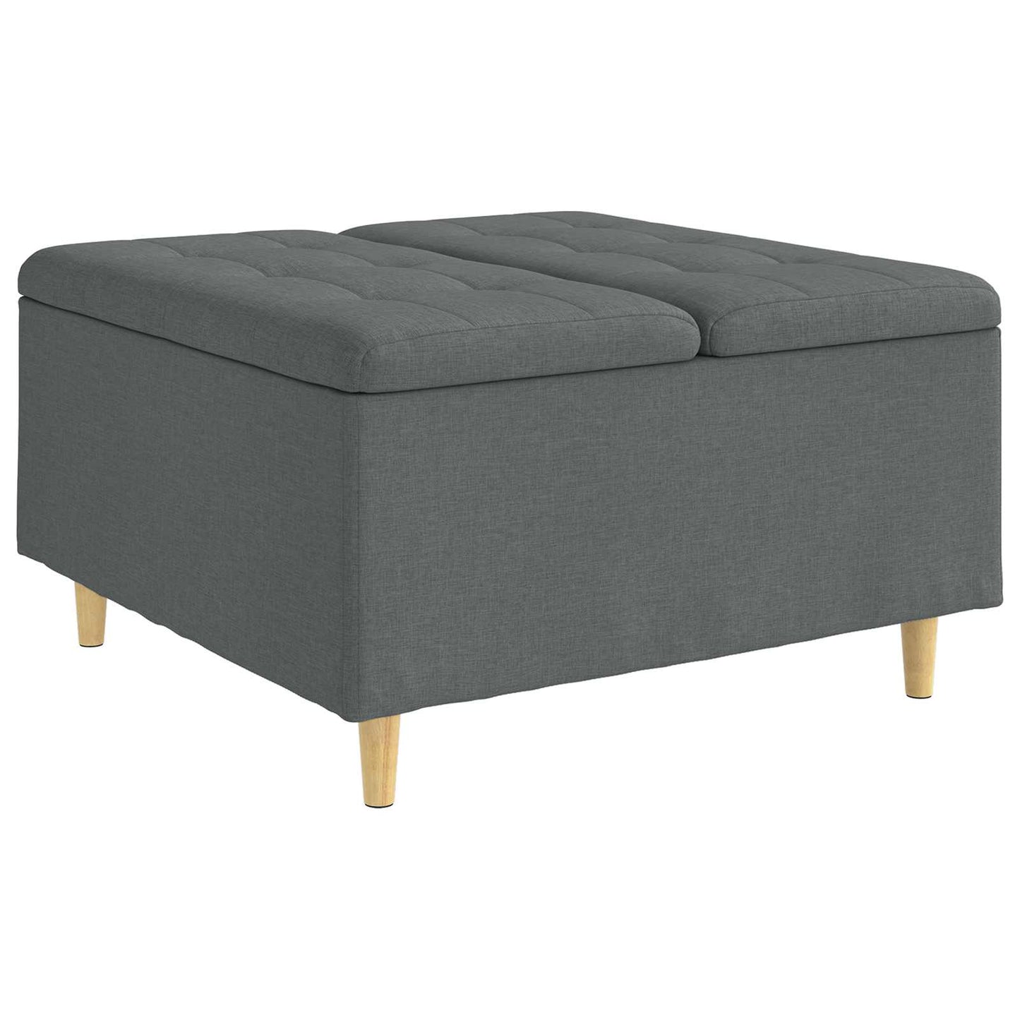 Úložný Taburet S Polštářem Tmavě Šedá 80 X 80 X 45 Cm Textil