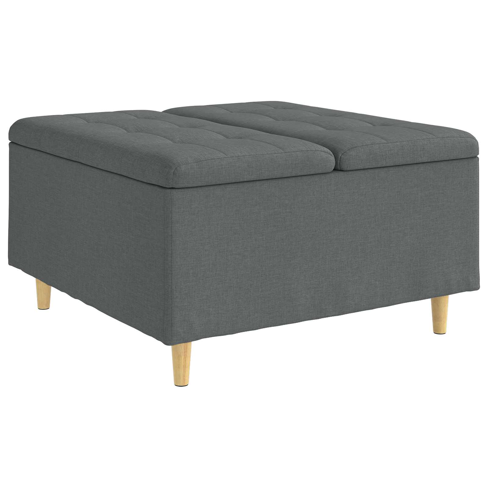 Úložný Taburet S Polštářem Tmavě Šedá 80 X 80 X 45 Cm Textil