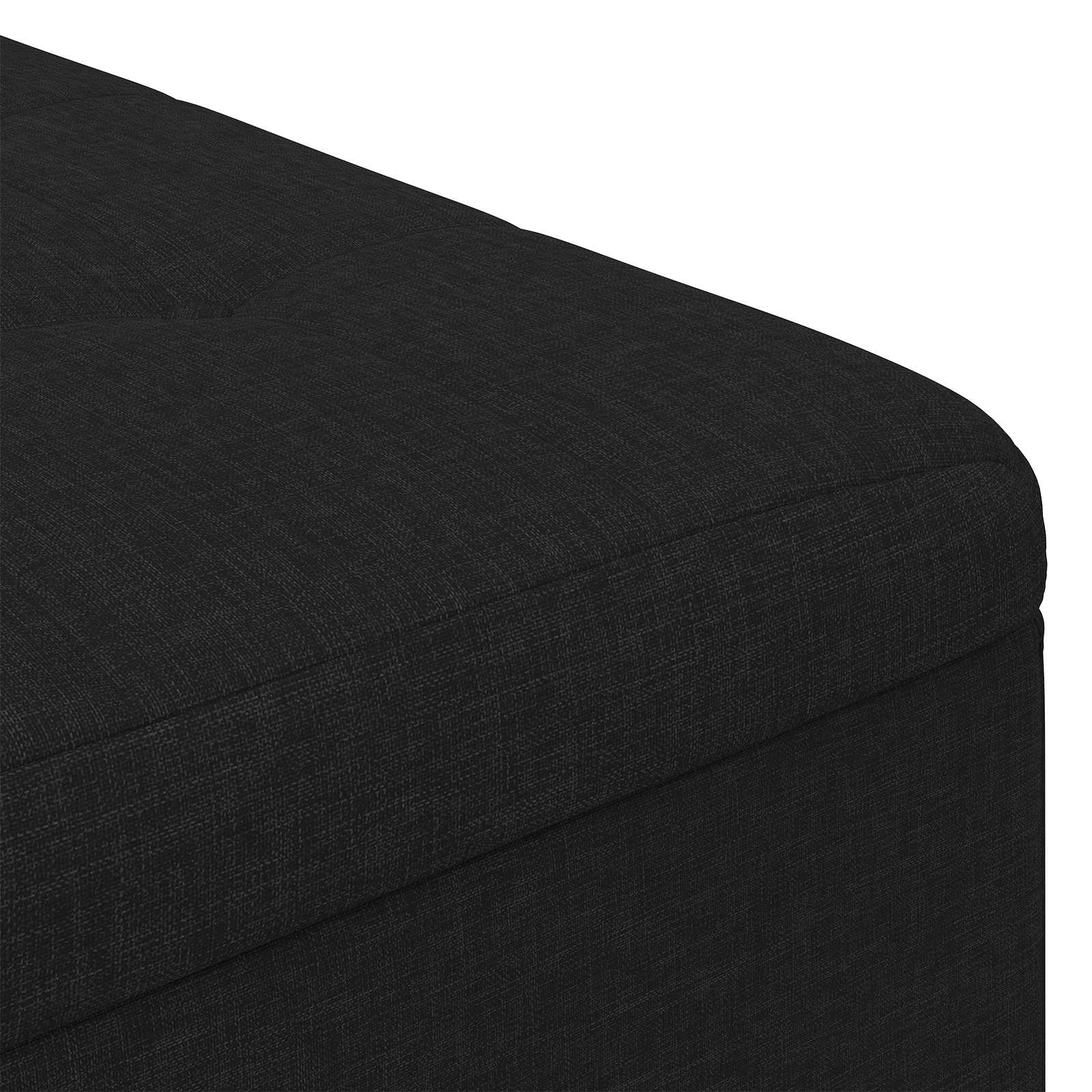 Úložný Taburet S Polštářem Černý 80 X 80 X 45 Cm Textil