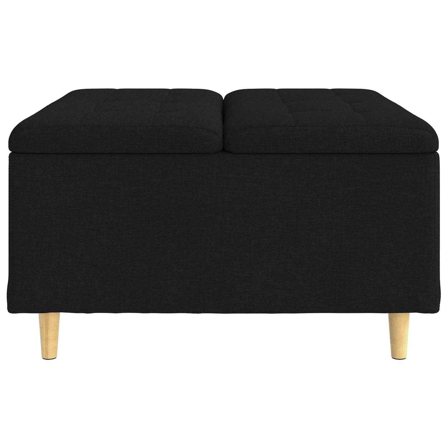 Úložný Taburet S Polštářem Černý 80 X 80 X 45 Cm Textil