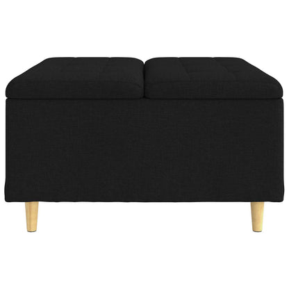 Úložný Taburet S Polštářem Černý 80 X 80 X 45 Cm Textil