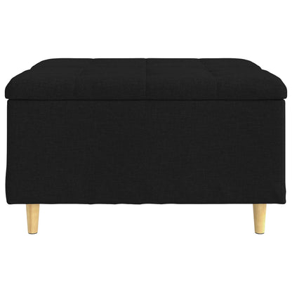 Úložný Taburet S Polštářem Černý 80 X 80 X 45 Cm Textil