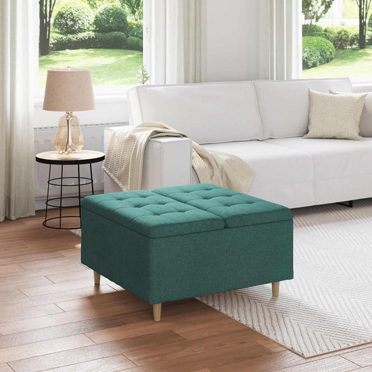Úložný Taburet S Polštářem Tmavě Zelená 80 X 80 X 45 Cm Textil